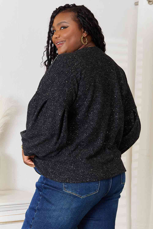 Jada Boat Neck Glitter Long Sleeve Top