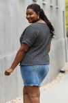 Chunky Knit Short Sleeve Top in Gray